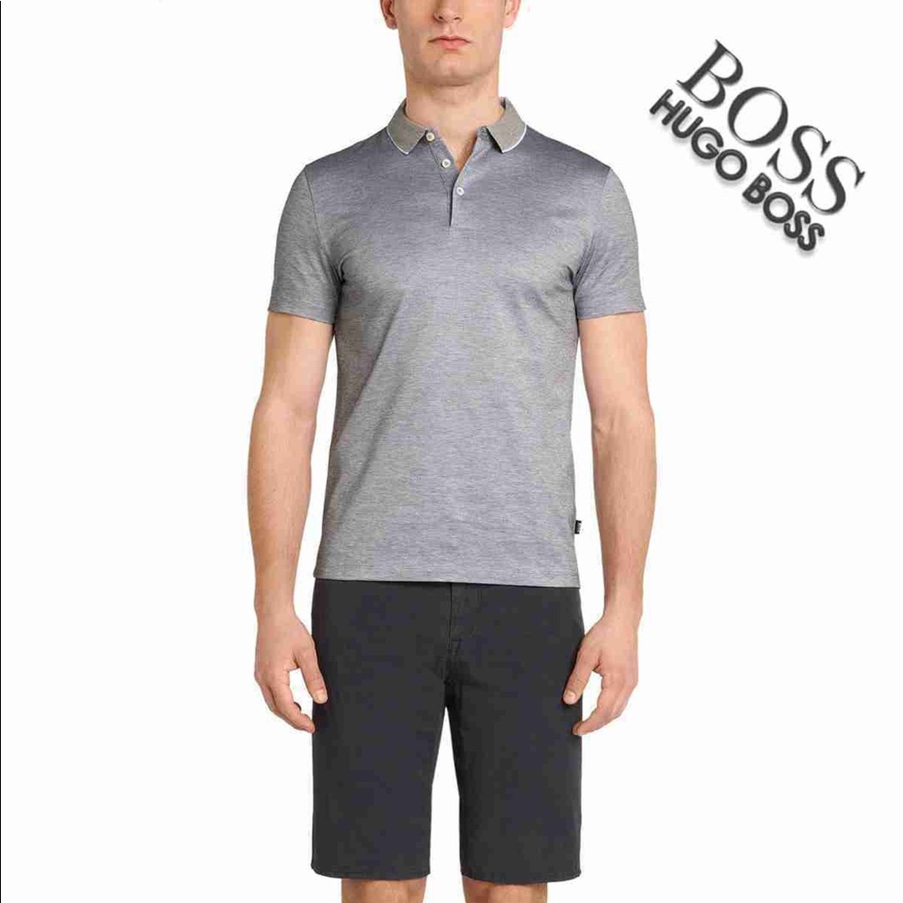 Hugo Boss Open Gray Pelham Slim Fit Polo (XL)